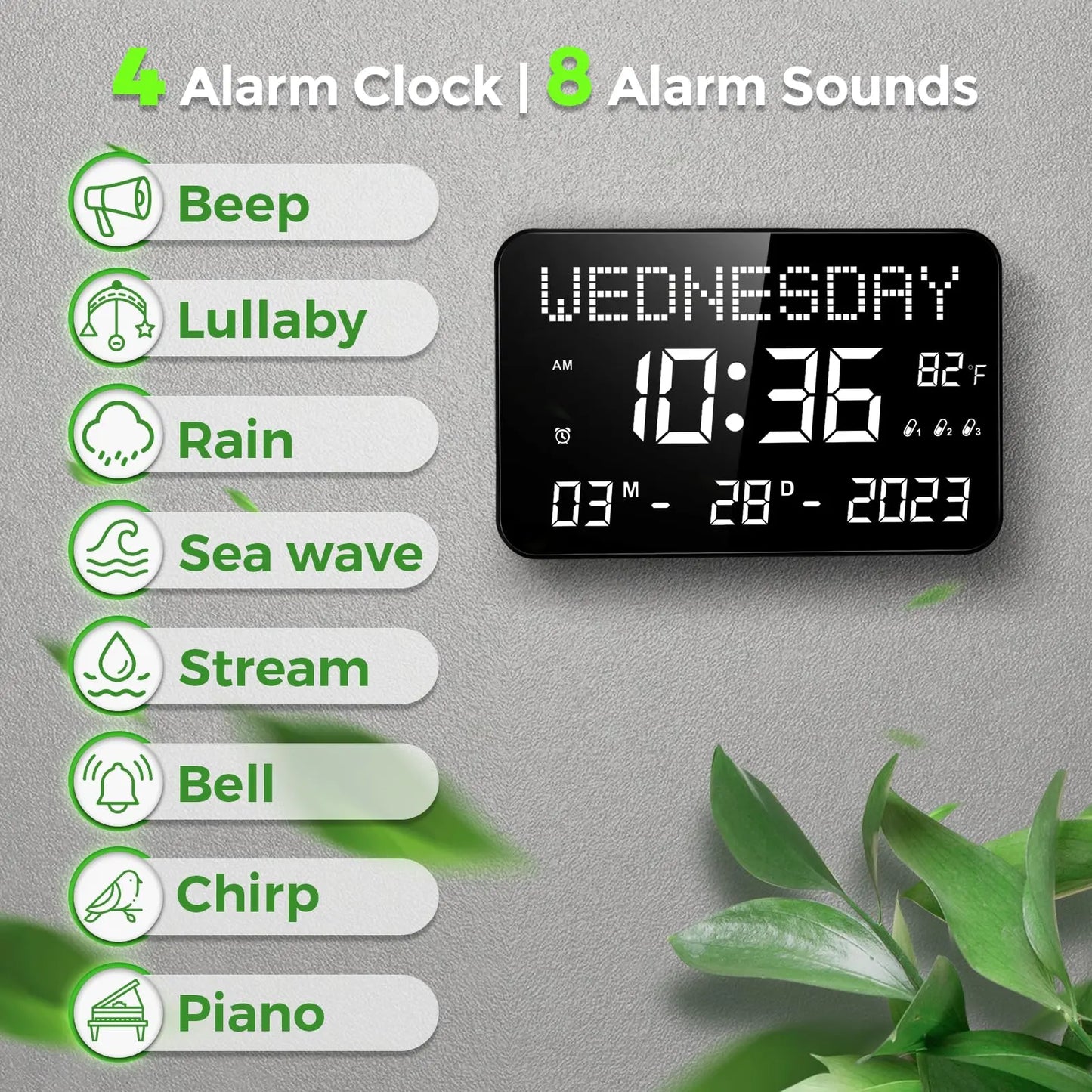 11.2" Digital Clock with Alarms & Medication Reminders